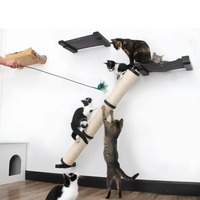 Poteau d'escalade mural enveloppé de sisal et échelle Style minimaliste Étagères murales écologiques pour chat