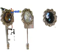 Royal style shining glass stone diamond shape center pin lapel for clothes