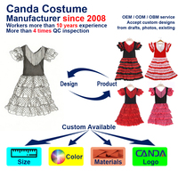 Fabricant OEM, fournisseur d'usine, certifié BSCI et CPC, jupe flamenco rouge à pois pour filles, costume de style espagnol en polyester