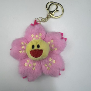 Llavero de Peluche con Forma de Flor y Cara Sonriente, Adorno para Bolsos, Anillo Suave para Llaves, para <span class=keywords><strong>Mujeres</strong></span> y Niñas, <span class=keywords><strong>como</strong></span> Regalo o Decoración de Bolsos - Product Image 1