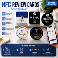 RFID-Schnittstelle QR-Code PVC NFC Google-Bewertungsplatte für Restaurants, Programmierbare Rückseitig Klebende Plakette
