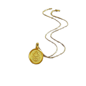 नए चीनी शैली के रेट्रो पेंडर हार प्राचीन सोने-रंगीन पीले देवता धन जातीय रूप से धार्मिक बच्चों के गहने मुख्य रूप से - Product Image 1