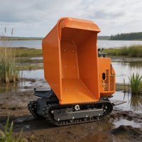 Dumper chenillé robuste de 1200 kg avec benne hydraulique de levage, camion benne sur chenilles auto-chargeur de 1 tonne à moteur essence pour le bâtiment