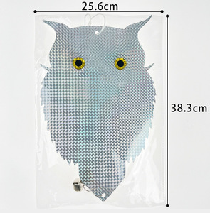Leurre répulsif à oiseaux à suspension d'épouvantail de hibou réfléchissant double face moderne avec ailes réfléchissantes - Product Image 3