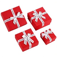Boîte d'emballage de bijoux en carton écologique, boîte cadeau de luxe avec nœud, boîte d'emballage de bijoux de style Ins avec ruban
