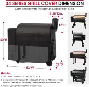 غطاء شواية باربكيو خارجي مقاوم للماء من أكسفورد، غطاء كامل الطول للشواية، متين ومقاوم للحرارة مع إغلاق بخطاف وحلقة، تصميم مخصص - Product Image 2