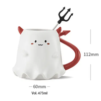 Cadeaux créatifs pour Halloween Tasse à café en céramique mignonne avec petit diable Tasse en céramique personnalisée avec dessin animé elfe démon