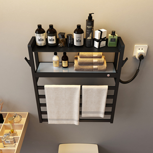Porte-serviettes électrothermique en acier inoxydable avec étagère, porte-serviettes <span class=keywords><strong>mural</strong></span> Smart Home chauffe-serviettes électrique - Product Image 4