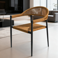 Ensemble table et chaises d'extérieur moderne, résistant aux UV, en rotin PE, coussins imperméables, structure en métal thermolaqué, chambre à coucher, salon