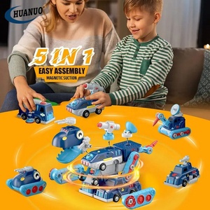 Jouet <span class=keywords><strong>robot</strong></span> transformable pour enfants, blocs de construction magnétiques à assembler 5 en 1, vente chaude - Product Image 2
