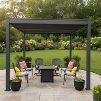 WishOutdoor Gazebo de jardin motorisé en aluminium robuste, revêtement poudré, respectueux de l'environnement, résistant aux intempéries, pour balcon