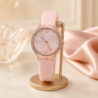 Montre analogique élégante pour femmes, boîtier en alliage, bracelet en cuir véritable, mouvement à quartz chinois, montre-bracelet de bureau pour femmes