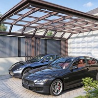 Abri de voiture en aluminium à quatre saisons avec toit en verre isolé et trempé, préfabriqué, autoportant, pour jardin et parking domestique