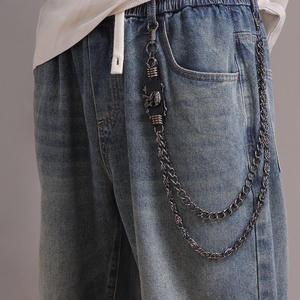 Cadena de cintura con calavera de aleación de zinc de doble capa para hombres y mujeres, accesorio informal para jeans estilo hip hop - Product Image 2