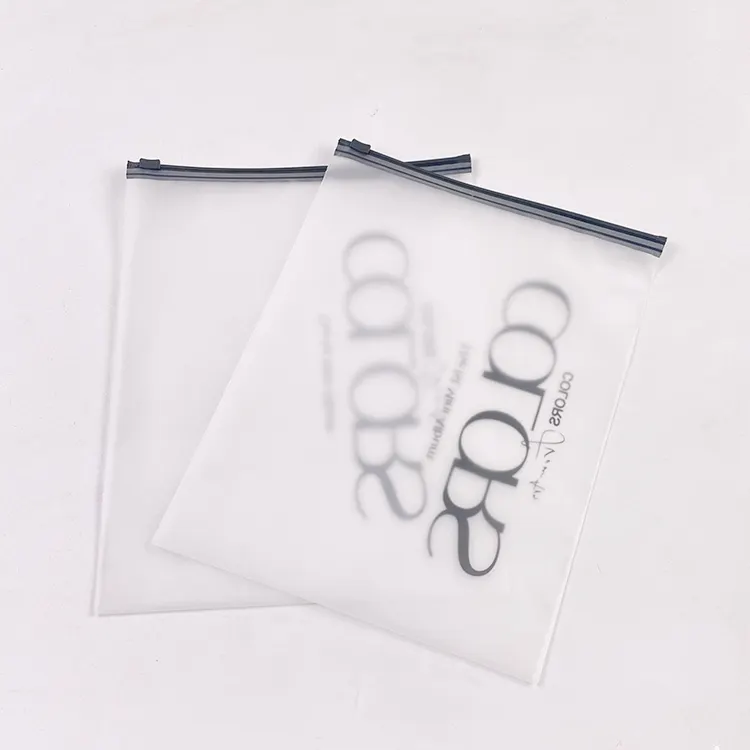 Wholesale Low Moq 100 Pcs Custom Ziplock Clothes Packaging Frosted Plastic Ziplock Bag With Own Logo