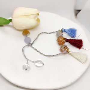 Pulsera <span class=keywords><strong>Tejida</strong></span> de Moda para Mujer 2026 con Diseño de Borlas, <span class=keywords><strong>Tobillera</strong></span> <span class=keywords><strong>Tejida</strong></span> con Piedras Naturales - Product Image 5