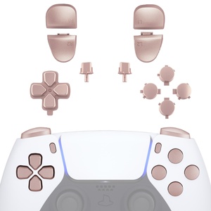 ชุดปุ่มโลหะสีโรสโกลด์ ประกอบด้วย D-pad, R1, L1, R2, L2, ปุ่มทริกเกอร์, ปุ่มแชร์, ปุ่มตัวเลือก และปุ่มหน้า สำหรับคอนโทรลเลอร์ PS5 รุ่น BDM-030/040/050/060 - Product Image 1