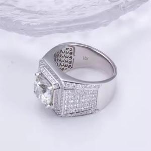 Bague Hiphop en Argent 925 Plaqué Rhodium avec Moissanite pour Femmes, Hommes, Unisexe, Certifiée GRA, Accessoire de Mode, Élégante, Scintillante, Tendance - Product Image 3