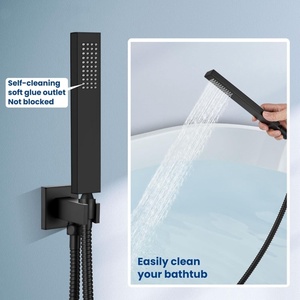 <span class=keywords><strong>Robinet</strong></span> de baignoire noir mat avec bec cascade et douchette à main, monocommande - Product Image 5