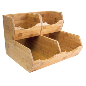 Ensemble de 3 bacs de rangement pour garde-manger en bois laqué coulissant pour pommes de terre et oignons avec un design durable et une grande capacité - Product Image 1