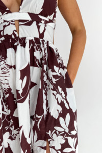 Personalizado Deep V Neck Halter Cross Scoop Backless Floral Impreso Side Leg Slit Mujeres Casual Vestidos de vacaciones Vestidos largos - Product Image 6
