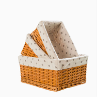Panier de rangement rectangulaire en saule tressé écologique, organisateur de collations pour bureau, salon, cuisine, avec doublure amovible