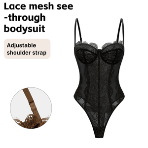 Body Sexy con Inserti in Pizzo FancyShape, Vestibilità Aderente, Traspirante, Spalline Sottili, Nuova Collezione Top da Donna - Product Image 2