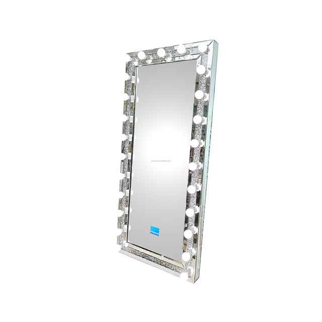 2026 Direct Manufacturer Espejo Crushed Diamond Full Length Mirror LED Display Screen Contemporary Design Earth Day Decorative