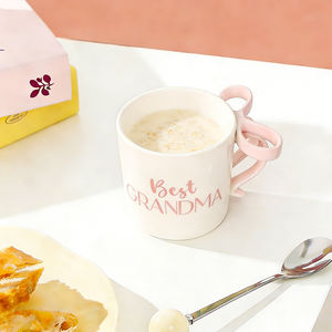 Tasses à café en céramique avec logo personnalisé, motif papillon, tasse en porcelaine pour le meilleur cadeau de la fête des grands-mères - Product Image 4