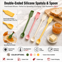 Spatule-cuillère en silicone double face 2-en-1 réutilisable pour crème cosmétique, confiture, miel et maquillage