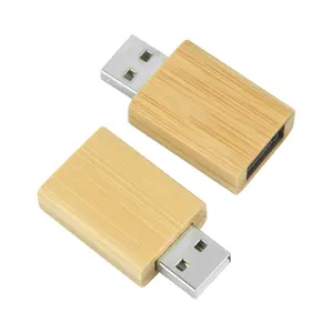 Custom logo promotion gift USB adapter A to A Practice Safe Charging USB Data Blocker bamboo wood usb shield