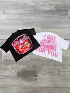 커스텀 올오버 프린트 남성 티셔츠, 250gsm 순면 오버사이즈 크롭탑 (원시적인 마감 소매 및 캐릭터 디자인) - Product Image 3