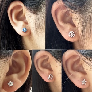 Opale sourcil lèvre anneau Zircon coeur fleur courbé haltère Snug Daith Helix Rook Bar bijoux fil interne Piercing boucles d'oreilles - Product Image 6