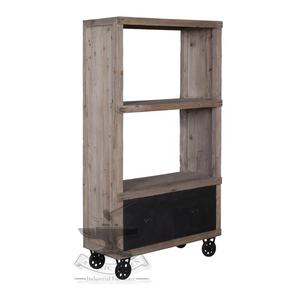 Estantería de diseño industrial vintage de hierro y madera vieja, dos cajones para el hogar, oficina, sala de estar, almacenamiento de libros para aplicaciones de dormitorio - Product Image 4