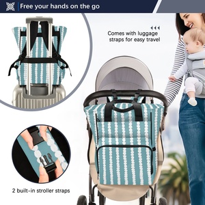 Hawaiian Blue Crown Flower Print Custom Slot Insulated Pocket Travel Waterproof Women Mummy Bag <b>Backpack</b> with Luggage Straps - Product Image 5