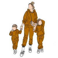 Ensemble de 3 pièces personnalisé en fibre de protéine de lait de couleur unie, ensemble de sweat-shirts décontractés pour maman et moi, tenues assorties pour la famille