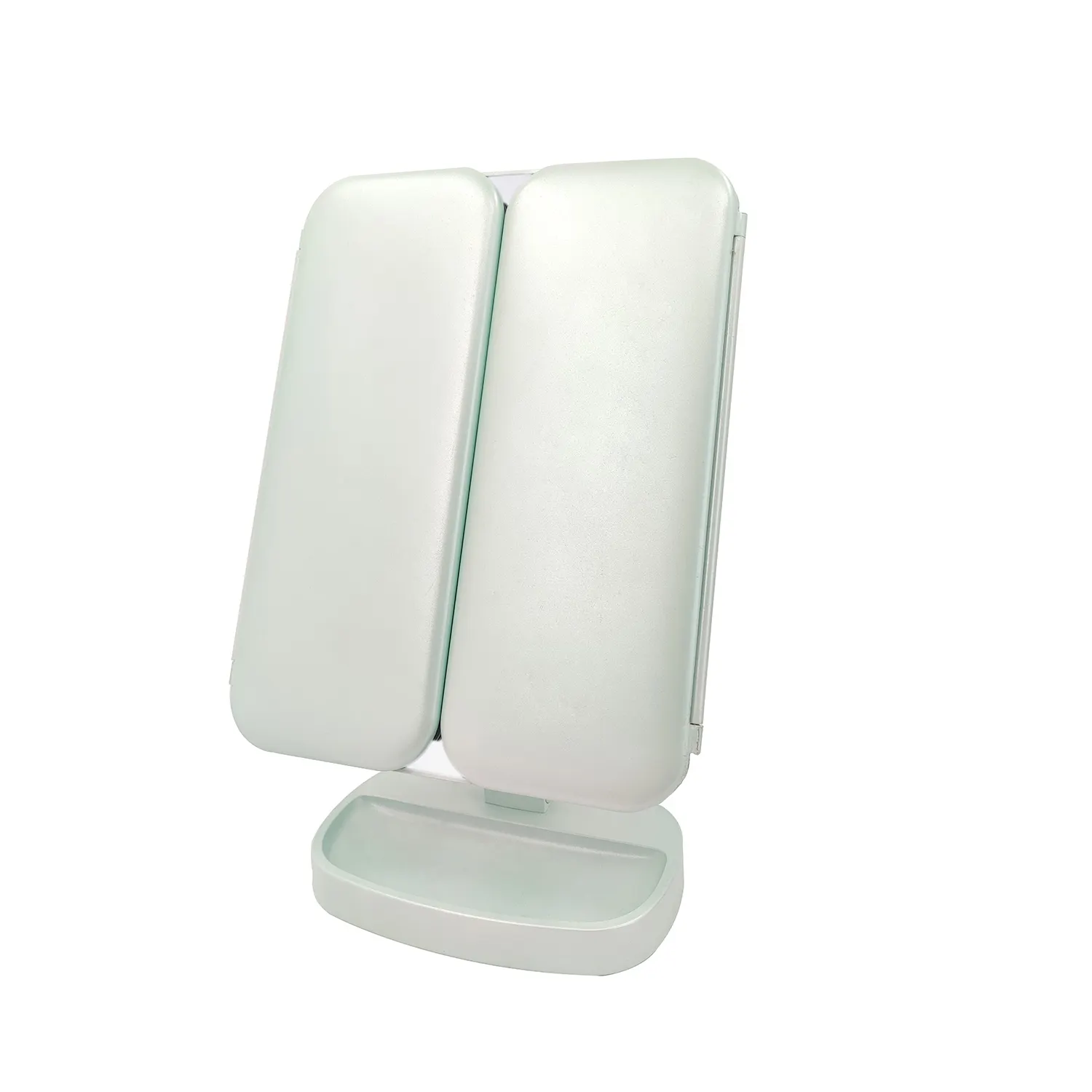 Green LED Three ways Folding Adjustable Brightness Smart Table Magnifying Makeup Mirror