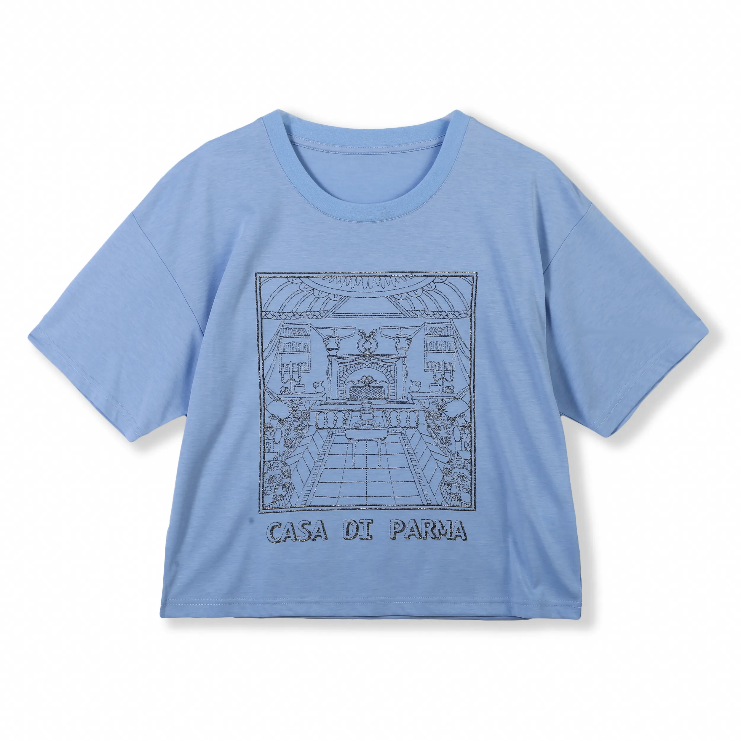 2024カスタムOEM & ODMレディース高級エレガント春夏クルーネック半袖Tシャツ刺繍入り