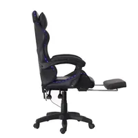 Chaise de bureau confortable à dossier haut, chaise de jeu de course avec repose-pieds, roulettes, en cuir PU