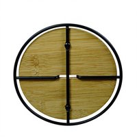Support de Rangement de Cuisine Multifonctionnel Portable en Métal Noir et Bois d'Acacia, Type Colonne, Non Pliable, pour la Maison, Vente en Gros