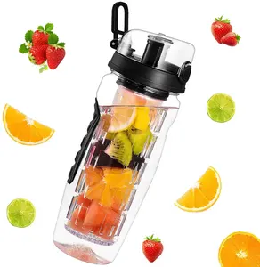 Meyve ekleme demlik spor su şişesi ile toptan özelleştirilmiş Logo 32oz içme suyu şişesi