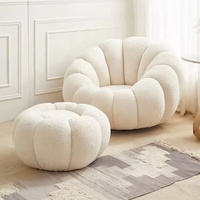 Pouf rond en forme de citrouille en tissu de laine d'agneau personnalisé et adorable
