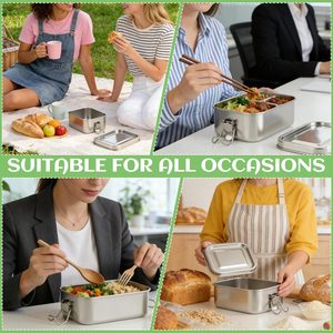 Stainless Steel 304 Bento <b>Lunch</b> <b>Box</b> With Removal Divider Leak Proof 800ml Metal Food Container for Kids and Adult - Product Image 4