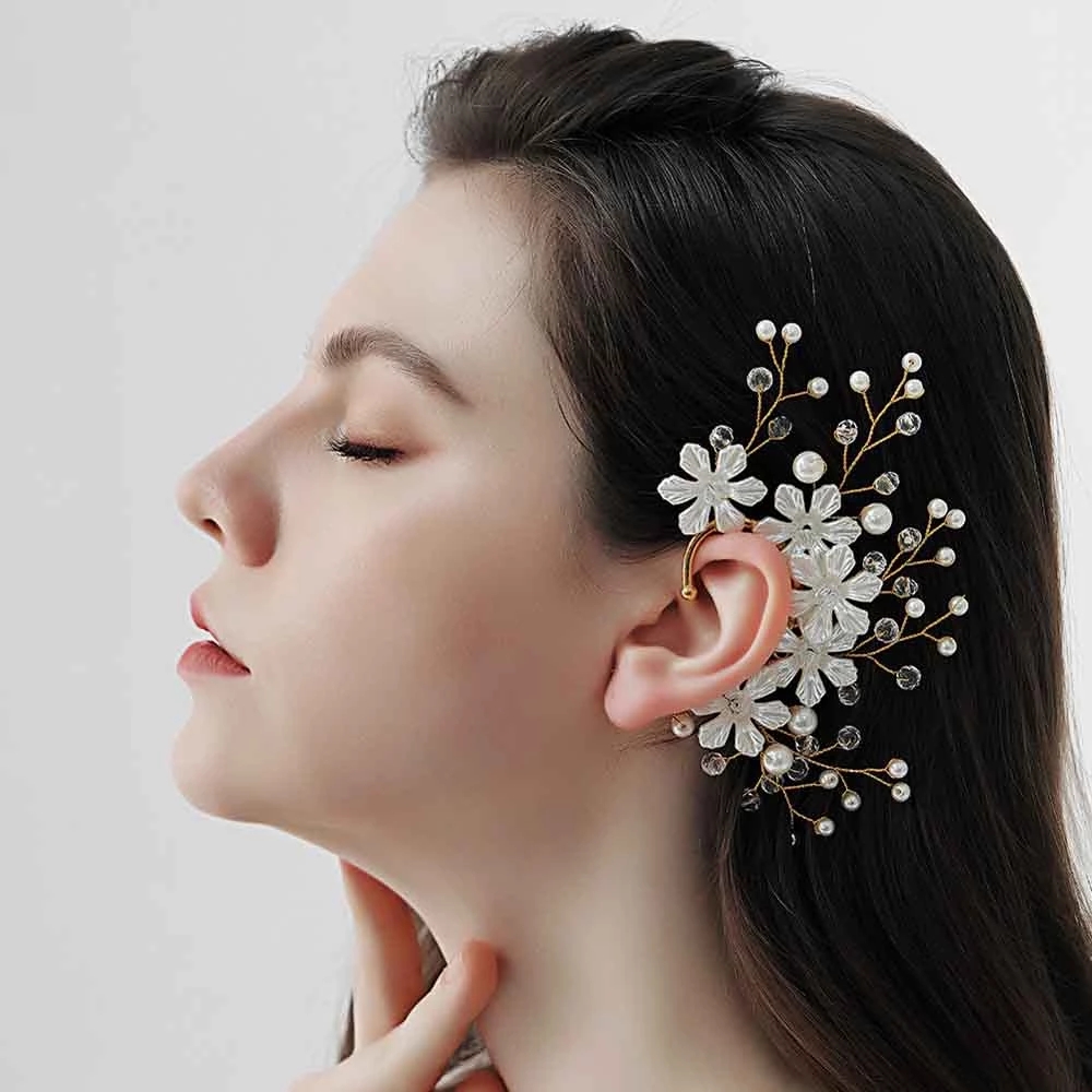 Orecchini A Clip Con Perla Simulata Tono Dorato - Eleganti E Senza Foro Per Donne E Sposa - Quadrifoglio