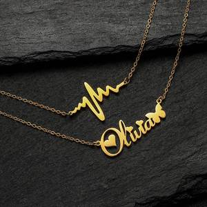 Personalized Jewelry Stainless Steel DIY <b>Custom</b> Letter Gold Plated <b>Name</b> <b>Necklace</b> for Women Couple Double Layers <b>Necklace</b> - Product Image 1