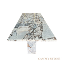 Table à manger rectangulaire en marbre naturel Cammy Stone, motif Océaniques Tempêtes, personnalisable, cannelée, multifonctionnelle, mobilier moderne pour la maison