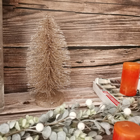 Pohon Natal Mini Plastik Berkualitas Tinggi SSSFLOWERS Bunga Buatan 27CM Dekorasi Meja dengan Hiasan Tinsel