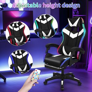 Chaise de jeu <span class=keywords><strong>PC</strong></span> inclinable 135° avec LED RGB, haut-parleurs, réglage en hauteur, en cuir, chaise d'ordinateur RGB pour le jeu - Product Image 5