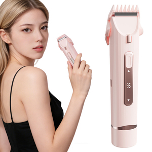ماكينة إزالة الشعر الكهربائية المحمولة 2 في 1 للرجال والنساء، ماكينة حلاقة وتشذيب شعر الجسم برأس مزدوج دوار للمناطق الحساسة والبيكيني والوجه والساقين والذراعين - Product Image 1