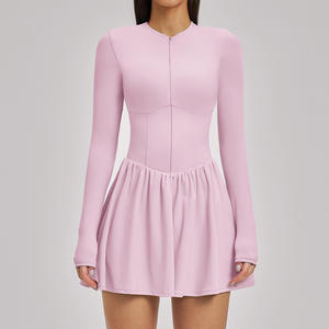 Robe de sport pour femmes de haute qualité avec fermeture éclair, séchage rapide, haute élasticité, pour la course à pied, le golf, le tennis, avec short intégré - Product Image 4